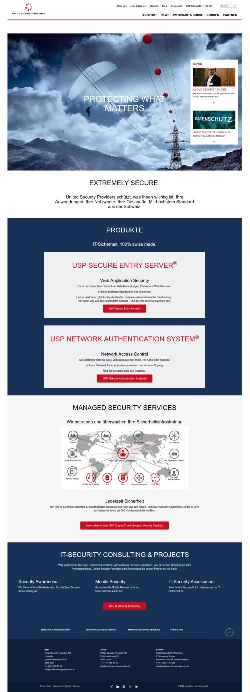 united security providers old website design